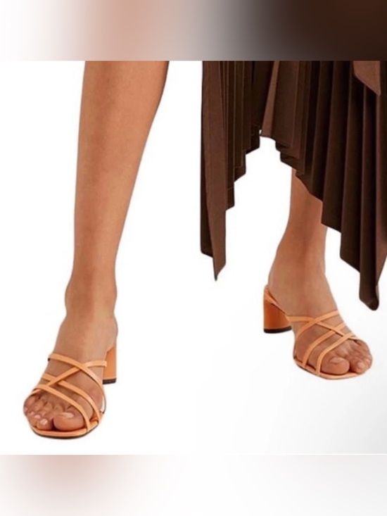 Neous Shoes - NEOUS Mannia Slide Crisscross Sandals Beige Sherbet Orange Leather Size 37 7 New